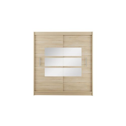 Armoire 2 Portes Kristy Avec Miroir L180 X H215cm - Bois