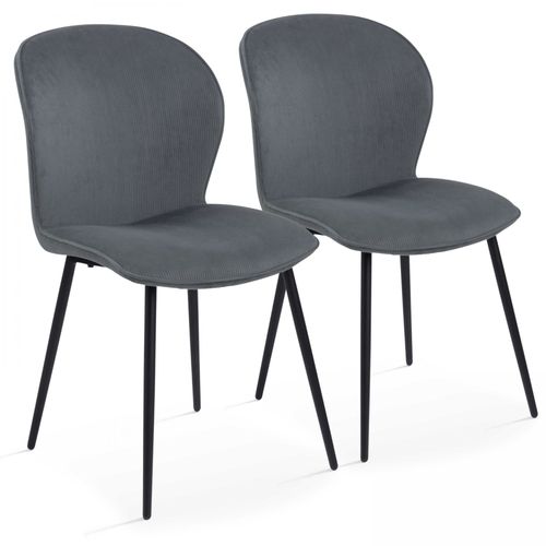 Lot De 2 Chaises En Velours C?Tel? Gris