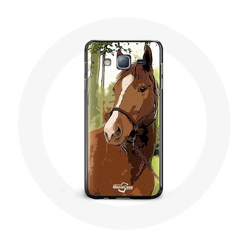 Coque Pour Samsung Galaxy J3 Quarter Horse Marron Race De Cheval