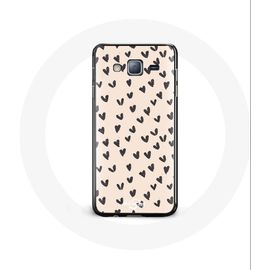 Coque Pour Samsung Galaxy J7 Fond De Texture Abstraite Coeurs Noirs