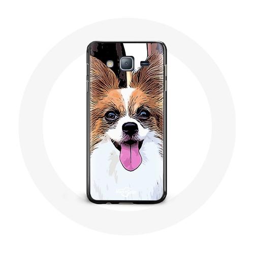 Coque Pour Samsung Galaxy J5 2016 Épagneul Nain Continental Papillon Chiot Blanc Et Marron