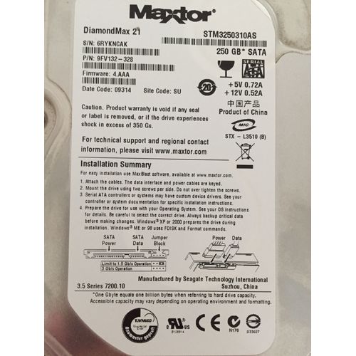 DISQUE DUR HDD 250 Go SATA II MAXTOR STM3250310AS