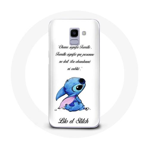 Coque Pour Samsung Galaxy A8 2018 Lilo Et Stitch Ohana Citation Blanc