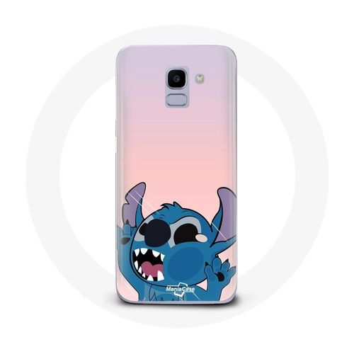 Coque Pour Samsung Galaxy A6 2018 Stitch Le Nez En L'air Fond Rose