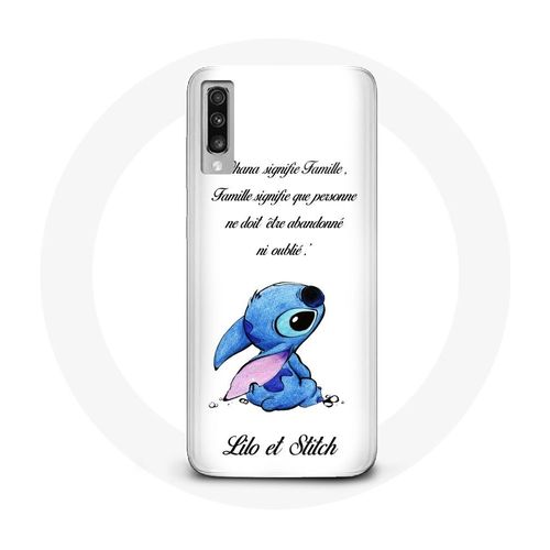 Coque Pour Samsung Galaxy A50 Lilo Et Stitch Ohana Citation Blanc
