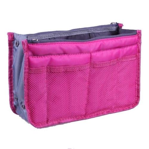Nylon Cosmetic Bags For Women Tote Insert Double Zipper Makeup Bag Toiletries Storage Bag Girl Outdoors Travel Make Up Organizer, Rose Rouge