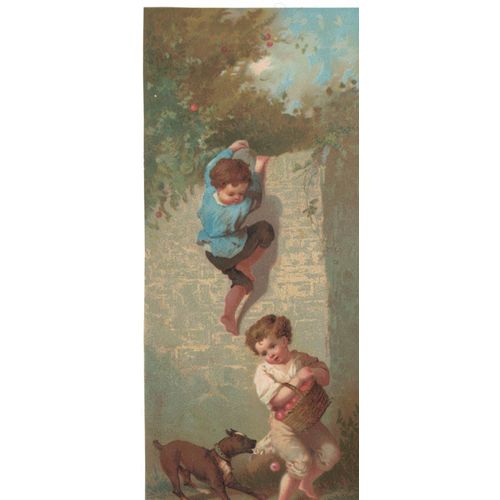 Chromos Enfant Ascaladant Un Mur - Dim Env 9 X 22 Cm