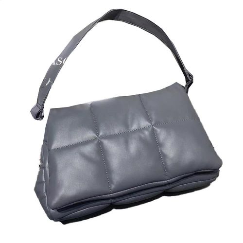 Simple Design Quilted Leather Sling Shoulder Bags Large Square Square Women Clutch Handbags and Purse, Gris