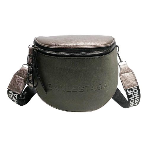 Fashion Semicircle Saddle Crossbody Bag Women PU Leather Shoulder Handbags Casual Female Wide Straps Travel Money Purses, Gris