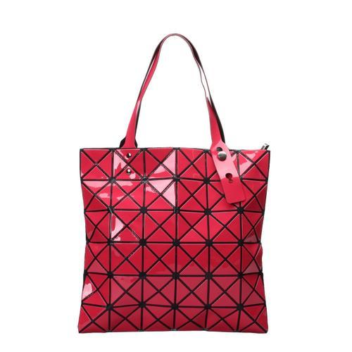 Women's shoulder bag 6 * 6 lattice pearlescent Pu matte diamond folded geometric diamond lattice one shoulder handbag, Rouge