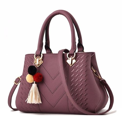 Women Handbags Leather Totes Bag Top-handle Embroidery Crossbody Bag Shoulder Bag Lady Simple Style Hand Bags, Pourpre