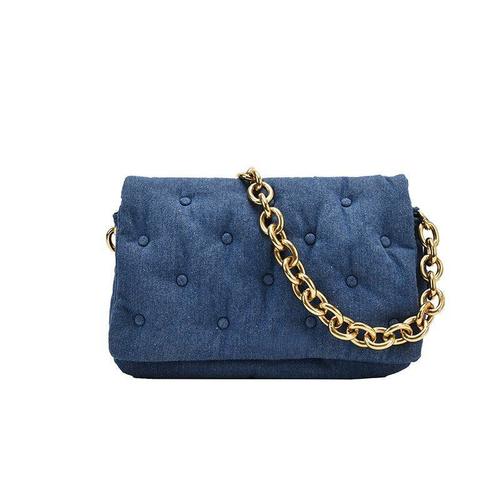 Women's Shoulder Bags Denim Quality Thick Metal Chain Shoulder Purses And Handbag, Denin