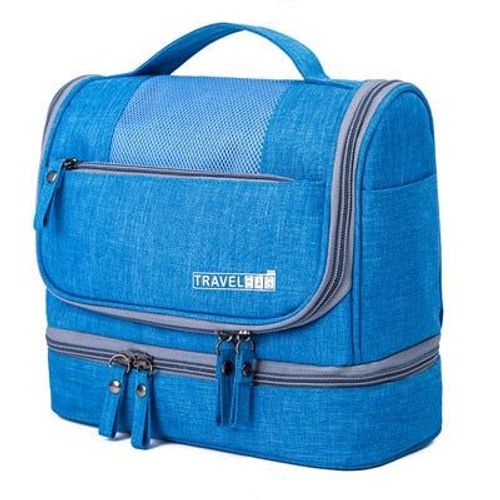 Waterproof Men Hanging Makeup Bag Oxford Travel Organizer Cosmetic For Women Necessaries Make Up Case Wash Toiletry, Sky Blue