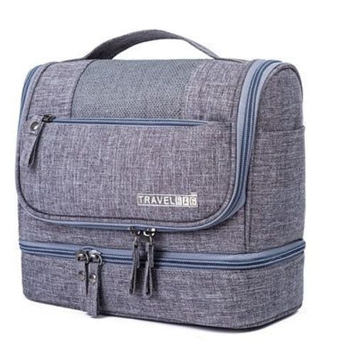Waterproof Men Hanging Makeup Bag Oxford Travel Organizer Cosmetic For Women Necessaries Make Up Case Wash Toiletry, Gris