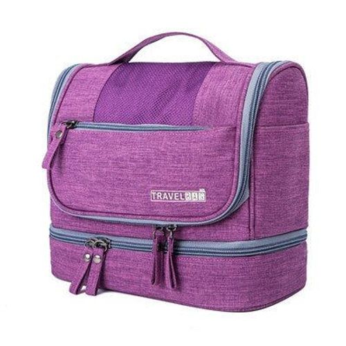 Waterproof Men Hanging Makeup Bag Oxford Travel Organizer Cosmetic For Women Necessaries Make Up Case Wash Toiletry, Pourpre
