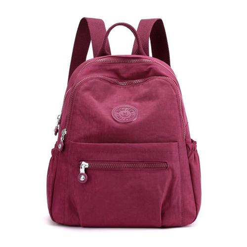 Women Waterproof Nylon Backpack Fashion Female Shoulder Bag Youth Vitality Style Multi-functional Travel School, Rouge