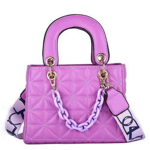 Women Classic Quilted Design Hand Bag Lady Shoulder Purse Pu Leather Shoulder Bag Female Crossbody Bag, Pourpre L