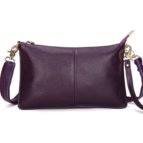 Women Genuine Leather Day Clutches Candy Color Shoulder Bags Women's Fashion Crossbody Bags Small Clutch Bags, Pourpre