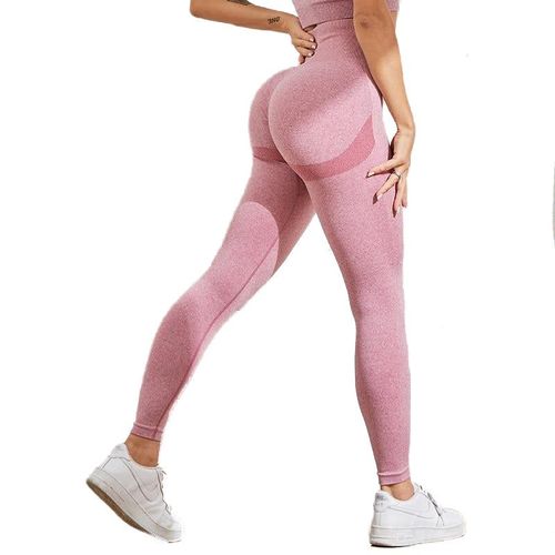 Sexy Women Leggings Bubble Butt Push Up Fitness Legging Slim High Waist Leggins Mujer Seamless Fitness Legging, Rose S