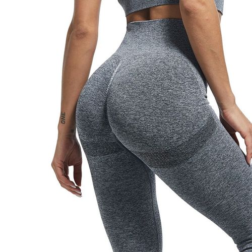 Sexy Women Leggings Bubble Butt Push Up Fitness Legging Slim High Waist Leggins Mujer Seamless Fitness Legging, Gris Foncé L