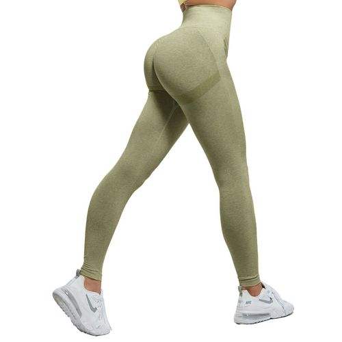 Sexy Women Leggings Bubble Butt Push Up Fitness Legging Slim High Waist Leggins Mujer Seamless Fitness Legging, Vert Gazon M