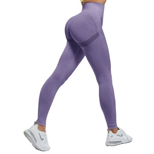 Sexy Women Leggings Bubble Butt Push Up Fitness Legging Slim High Waist Leggins Mujer Seamless Fitness Legging, Pourpre M