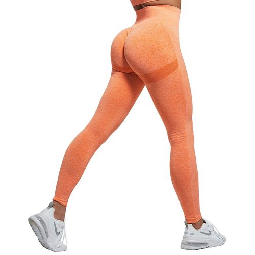 Sexy Women Leggings Bubble Butt Push Up Fitness Legging Slim High Waist Leggins Mujer Seamless Fitness Legging, Orange S