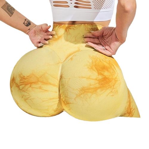Sexy Women Leggings Bubble Butt Push Up Fitness Legging Slim High Waist Leggins Mujer Seamless Fitness Legging, Jeu De Lacets - Jaune M