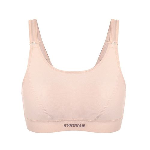 Women's Front Adjustable Straps Wirefree Sports Bras High Impact Full Coverage Padded X-Back Fitness Gym Bras, Beige E