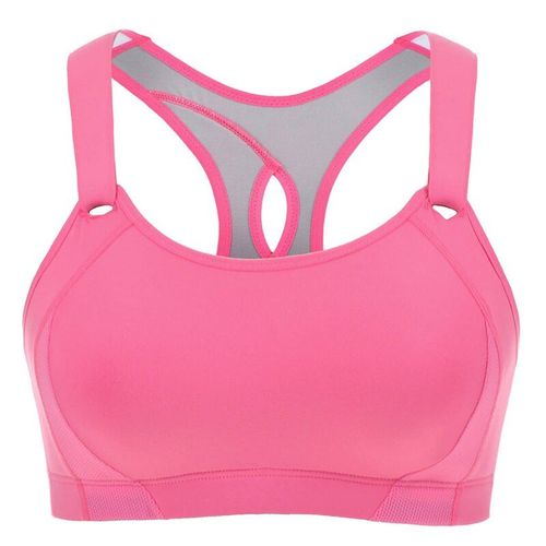 Women's Seamless High Impact Quick Drying Full Coverage Padded Wirefree Racerback Workout Bra Pink / Purple, Rose C