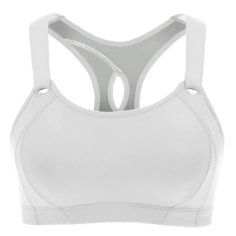 Women's Seamless High Impact Quick Drying Full Coverage Padded Sports Bra White, White02 D