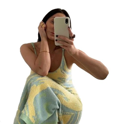 Print Knit Bodycon Dress Women Green Y2k Summer Hollow Out Sexy Sleeveless Spaghetti Strap Beach Midi Dresses Party, Vert 1 M