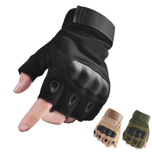 Extérieur tactique gants sans doigts armée militaire tir randonnée  randonnée chasse escalade cyclisme équitation Airsoft demi-doigt, Noir M