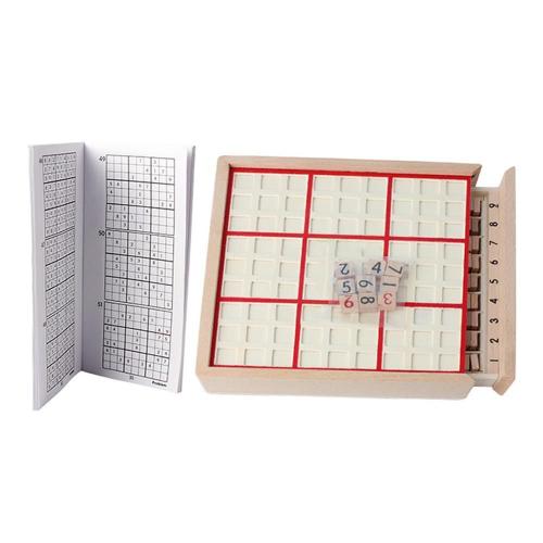 Sudoku Chess Logic Training Board Children Intelligence Toys Gifts Wooden Game With Books Sets, Rouge