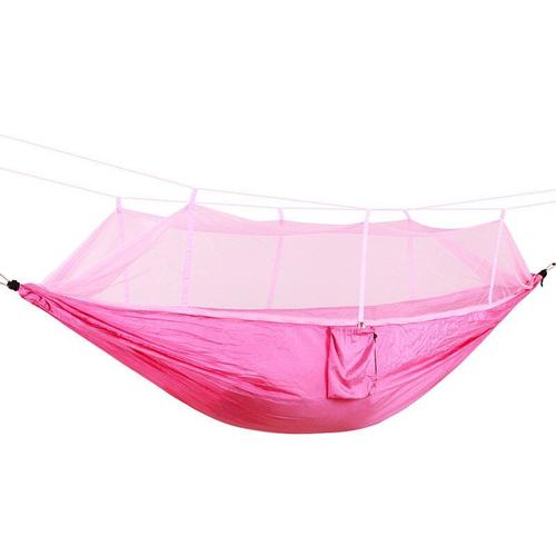 Hamac De Camping Extérieur Portatif Pour 1 À 2 Personnes Avec Moustiquaire Tissu De Parachute Haute Résistance Lit Suspendu Chasseur-Dormeur, Rose