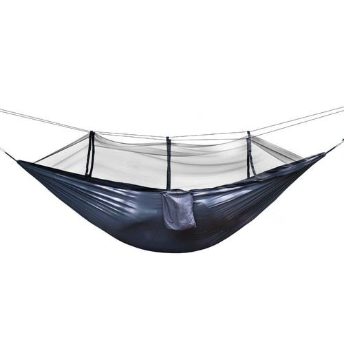 Hamac De Camping Extérieur Portatif Pour 1 À 2 Personnes Avec Moustiquaire Tissu De Parachute Haute Résistance Lit Suspendu Chasseur-Dormeur, Dark Gris