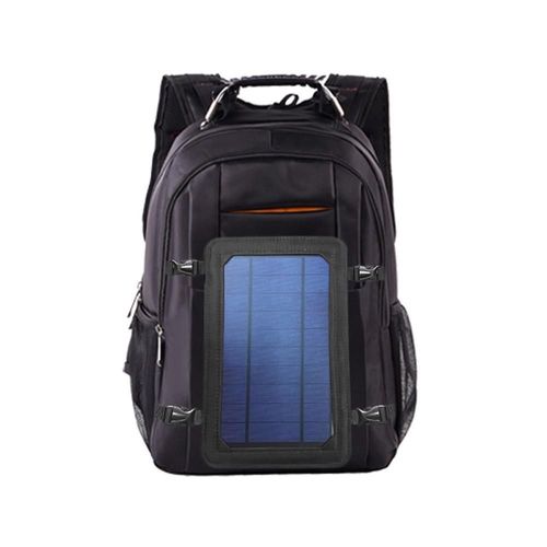 Sac à dos de recharge extérieur à énergie solaire avec port USB Imperméable Respirant, Noir