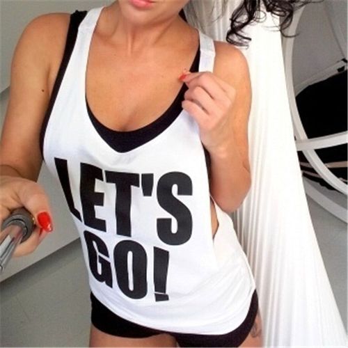 Femme Yoga Gilet Sans Manches Dos Nu Femmes Courir Gym Sport Maillots Fitness Chemise Débardeur Soutien-Gorge, Blanc S