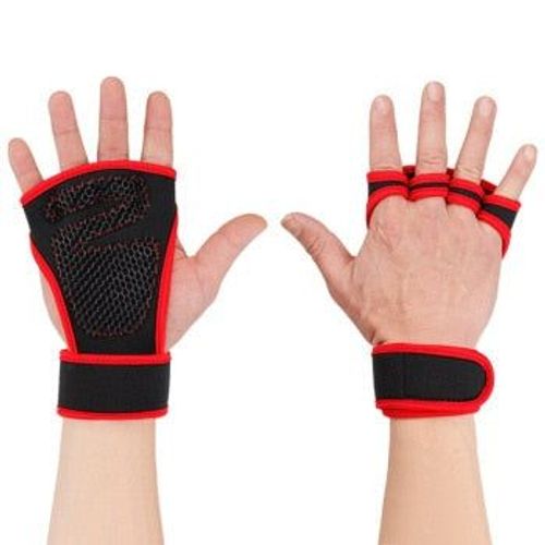 1 Paire De Gants D'entraînement De Musculation Femmes Hommes Fitness Sport Musculation Poignées De Gymnastique Main Paume Protecteur, Rouge Xl