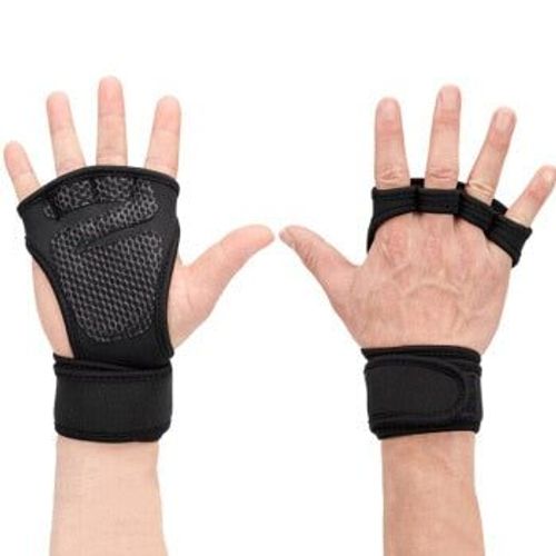 1 Paire De Gants D'entraînement De Musculation Femmes Hommes Fitness Sport Musculation Poignées De Gymnastique Main Paume Protecteur, Noir L