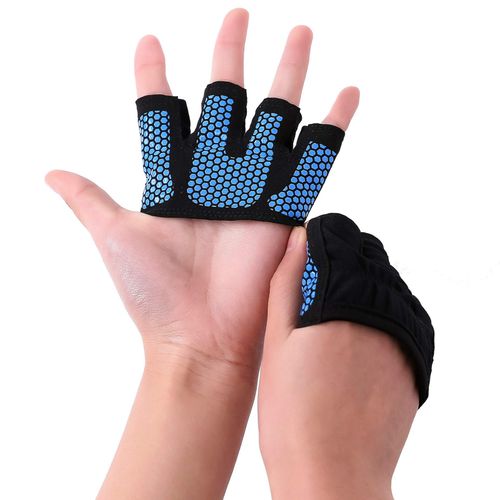 Gym Fitness Demi Doigt Gants Hommes Femmes Pour Crossfit Workout Power Weight Lifting Bodybuilding Main Protecteur, Bleu L