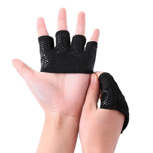 Gym Fitness Demi Doigt Gants Hommes Femmes Pour Crossfit Workout Power Weight Lifting Bodybuilding Main Protecteur, Noir M