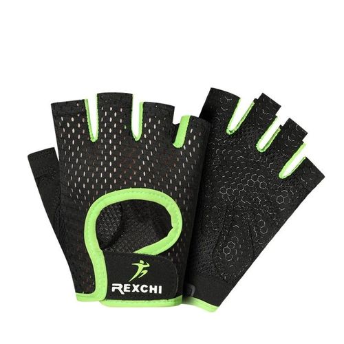 Professionnel Gym Fitness Gants Power Weight Lifting Femmes Hommes Crossfit Workout Bodybuilding Half Finger Hand Protector, Vert L