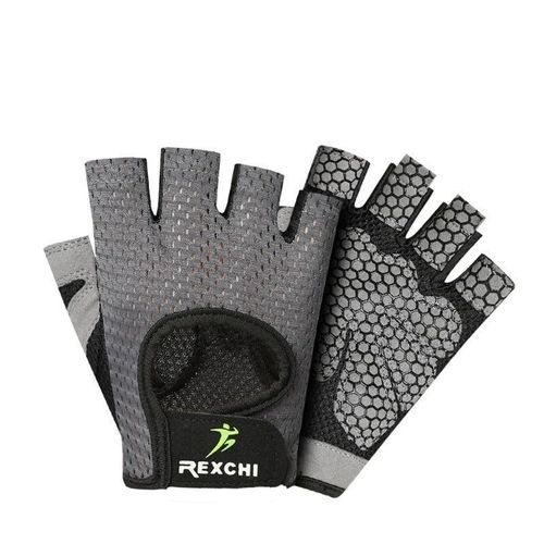 Professionnel Gym Fitness Gants Power Weight Lifting Femmes Hommes Crossfit Workout Bodybuilding Half Finger Hand Protector, Gris M