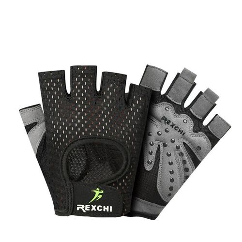 Professionnel Gym Fitness Gants Power Weight Lifting Femmes Hommes Crossfit Workout Bodybuilding Half Finger Hand Protector, Noir S