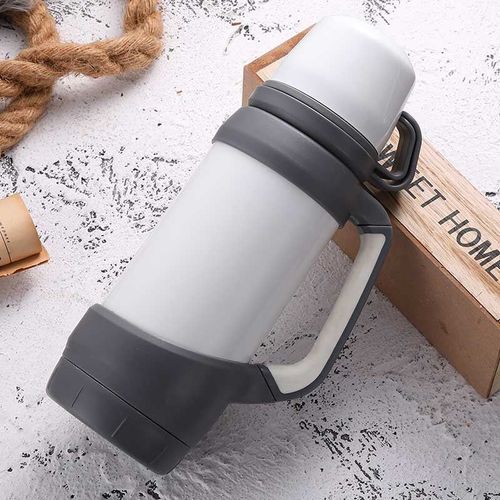 Flacons À Vide Thermoses En Acier Inoxydable 1.2l 1l Grande Taille En Plein Air Voyage Tasse Thermos Bouteille Thermique Café, Blanc 1000ml