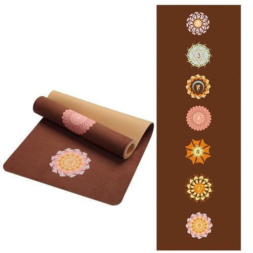 Lotus Pattern Suede Tpe Yoga Tapis Pad Antidérapant Minceur Exercice Fitness Gymnastique Body Building Esterilla Pilates, Marron