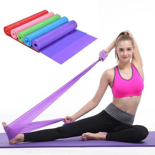 Yoga Pilates Gym Naturel Stretch Résistance Exercice Fitness Entraînement Élastique 150cm Bande De Caoutchouc, Mauve
