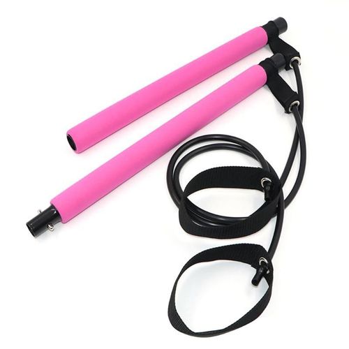 Bâton De Barre Pilates Avec Bande De Résistance, Rose