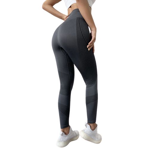 Femmes Fitness Yoga Pantalon Energy Seamless Leggings Fille Taille Haute Push Up Sport Workout Running Gymwear, Gris L/Xl